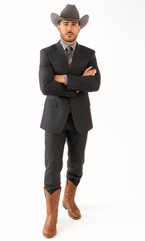 Designer Men's 2 buttons fully lined slim fit charcoal suit - Image 5