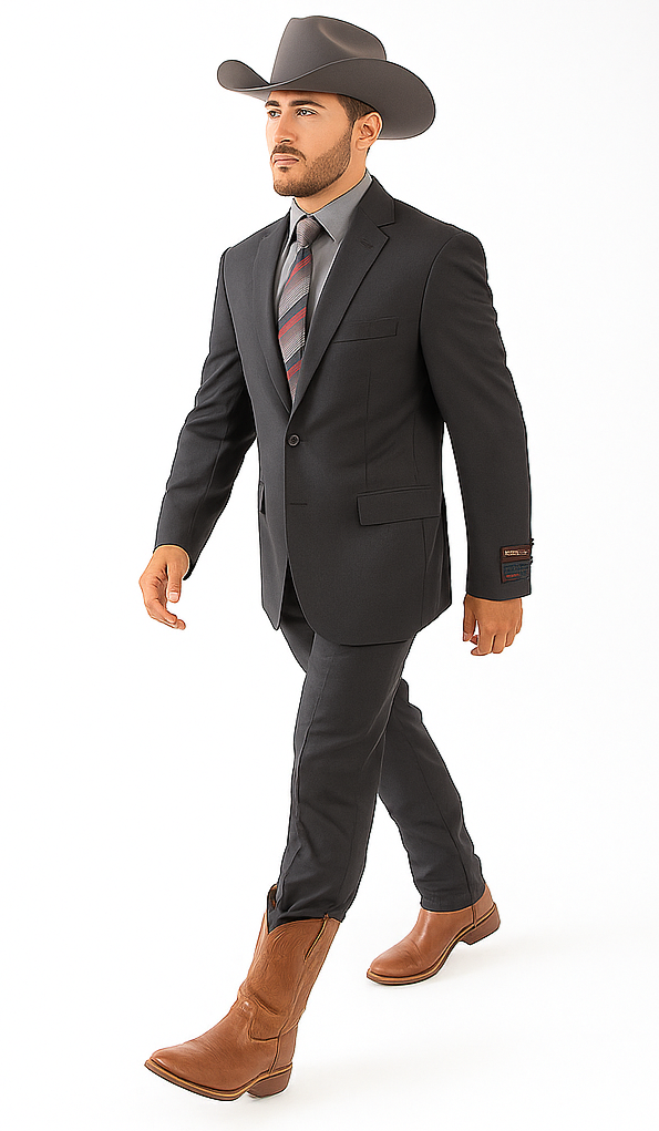 Designer Men's 2 buttons fully lined slim fit charcoal suit - Image 6