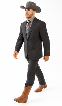 Designer Men's 2 buttons fully lined slim fit charcoal suit - Image 6