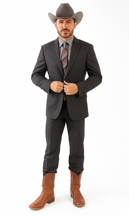 Designer Men's 2 buttons fully lined slim fit charcoal suit