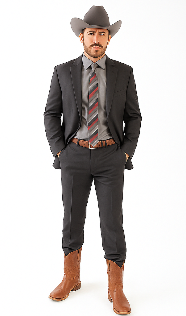 Designer Men's 2 buttons fully lined slim fit charcoal suit - Image 8