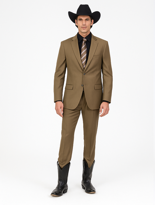 Designer Men's 2 buttons fully lined slim fit Khaki suit