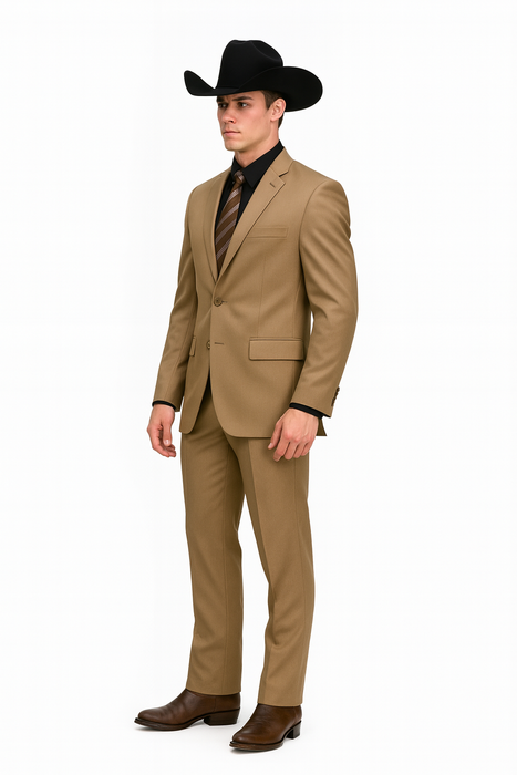 Designer Men's 2 buttons fully lined slim fit Khaki suit