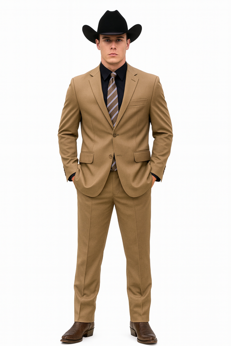 Designer Men's 2 buttons fully lined slim fit Khaki suit