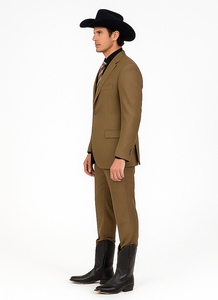 Designer Men's 2 buttons fully lined slim fit Khaki suit
