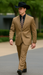 Designer Men's 2 buttons fully lined slim fit Khaki suit
