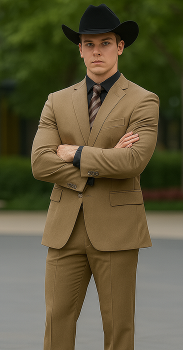 Designer Men's 2 buttons fully lined slim fit Khaki suit