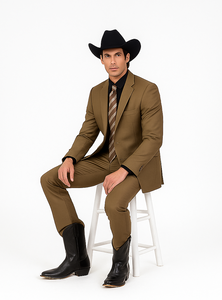 Designer Men's 2 buttons fully lined slim fit Khaki suit