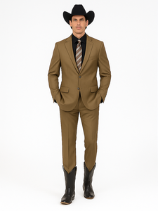 Designer Men's 2 buttons fully lined slim fit Khaki suit