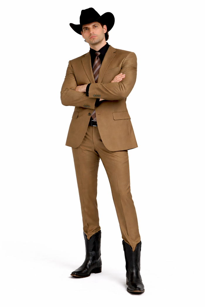 Designer Men's 2 buttons fully lined slim fit Khaki suit