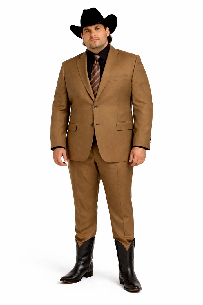Designer Men's 2 buttons fully lined slim fit Khaki suit