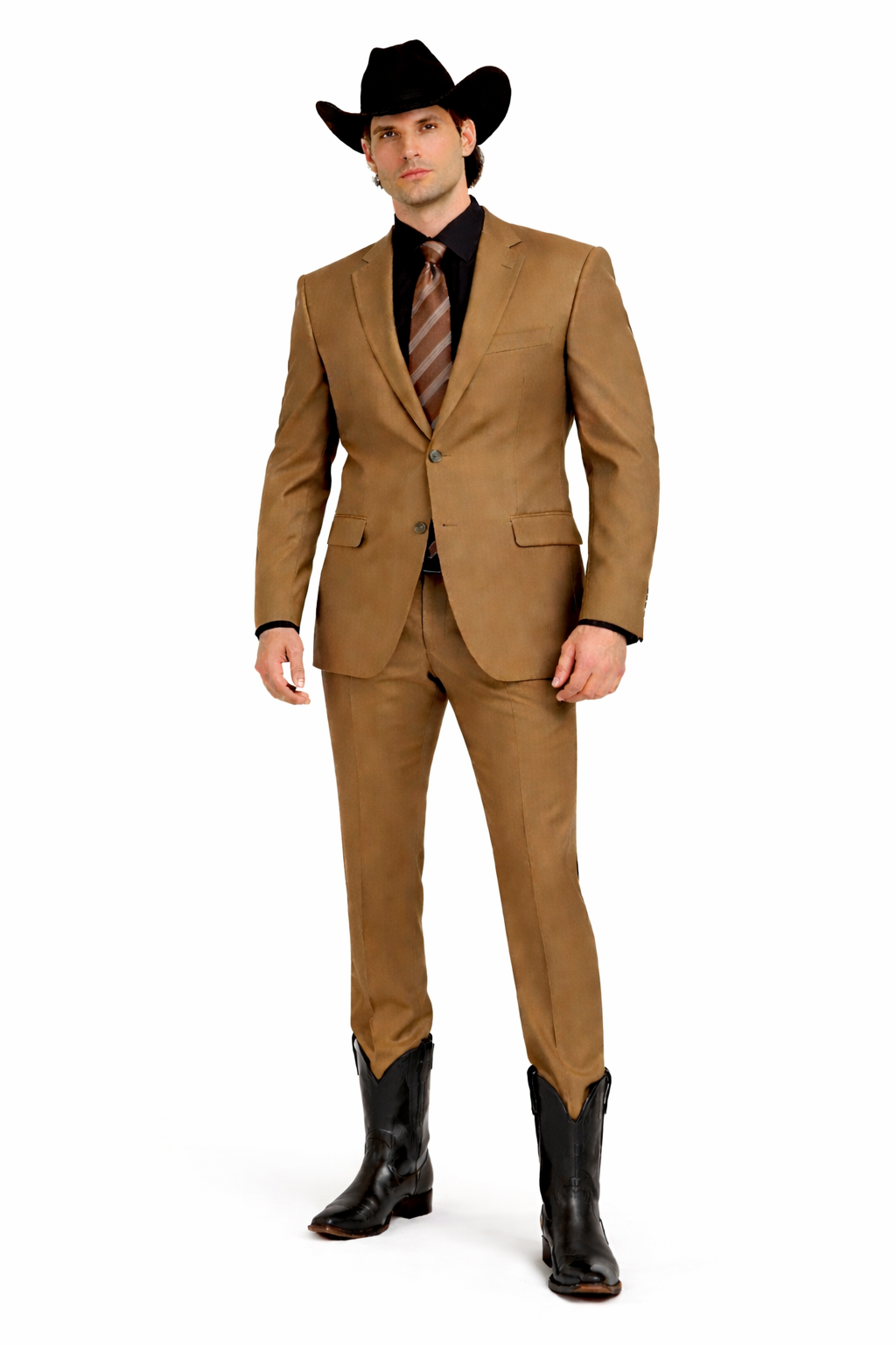 Designer Men's 2 buttons fully lined slim fit Khaki suit