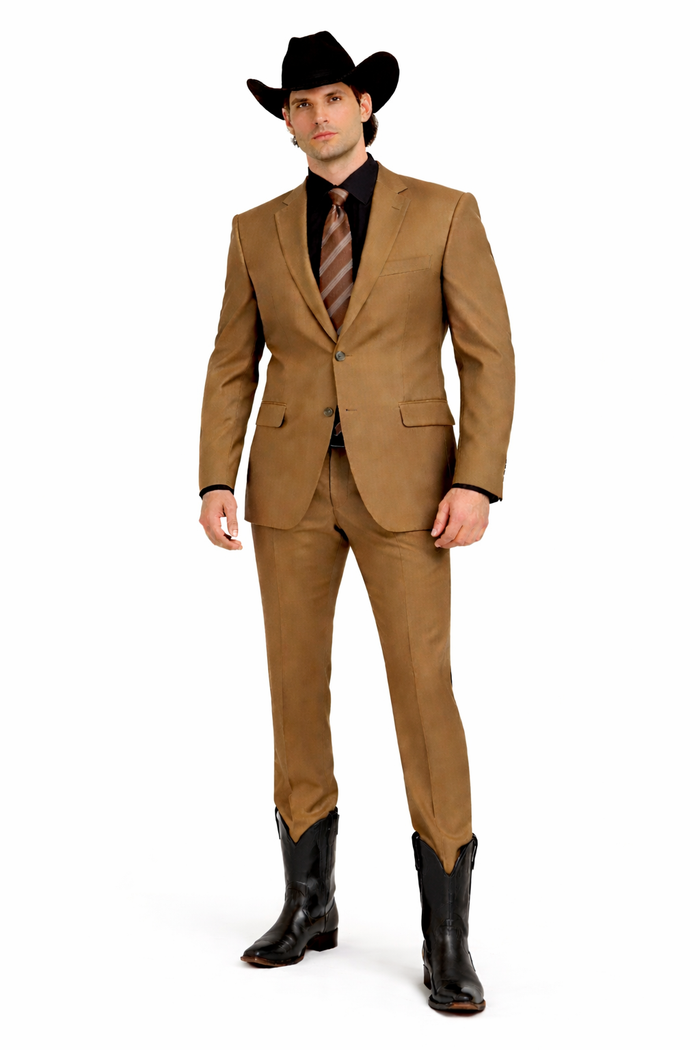 Designer Men's 2 buttons fully lined slim fit Khaki suit