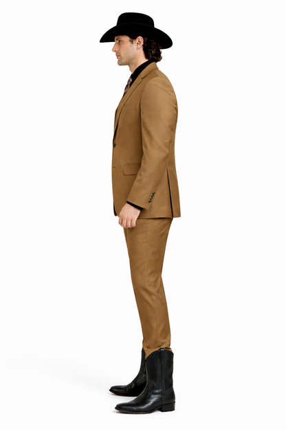 Designer Men's 2 buttons fully lined slim fit Khaki suit