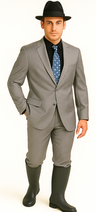 Designer Men's 2 buttons fully lined slim fit Gray suit
