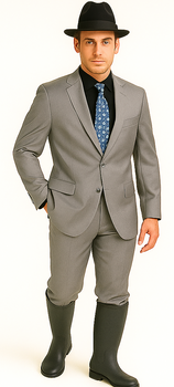 Designer Men's 2 buttons fully lined slim fit Gray suit - Image 6