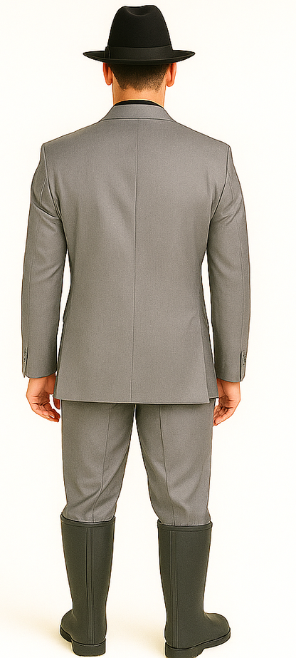 Designer Men's 2 buttons fully lined slim fit Gray suit - Image 2