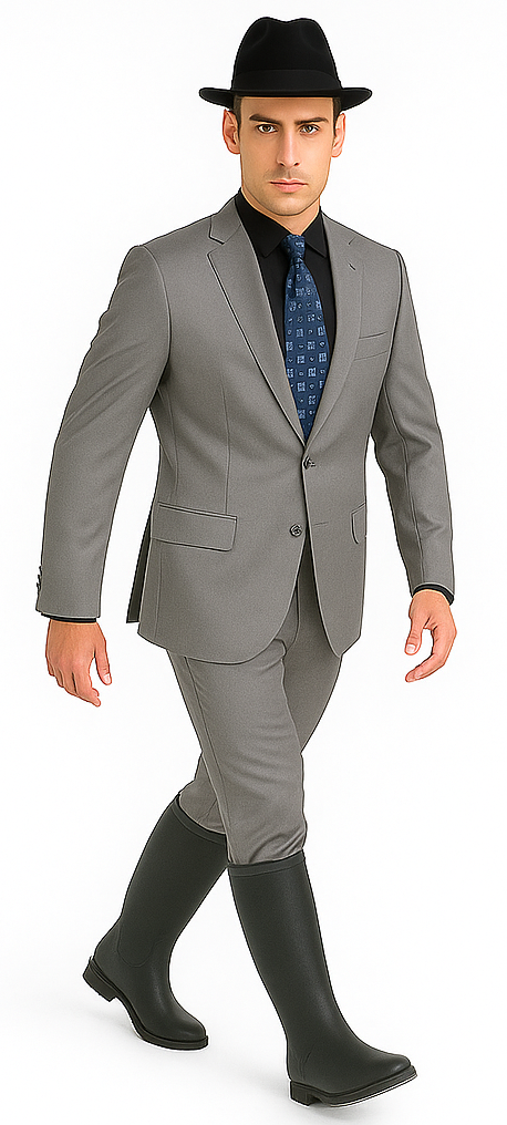 Designer Men's 2 buttons fully lined slim fit Gray suit - Image 3