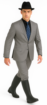 Designer Men's 2 buttons fully lined slim fit Gray suit - Image 3