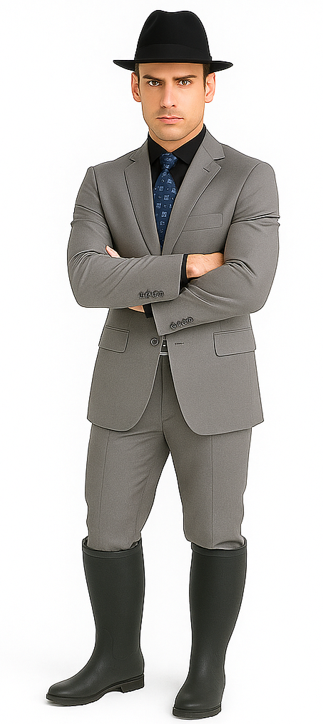Designer Men's 2 buttons fully lined slim fit Gray suit - Image 4