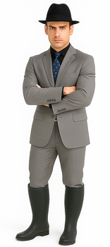 Designer Men's 2 buttons fully lined slim fit Gray suit - Image 4