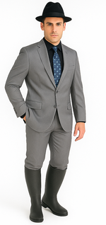 Designer Men's 2 buttons fully lined slim fit Gray suit
