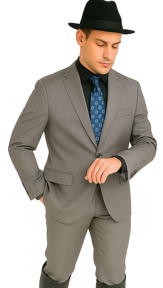 Designer Men's 2 buttons fully lined slim fit Gray suit - Image 5