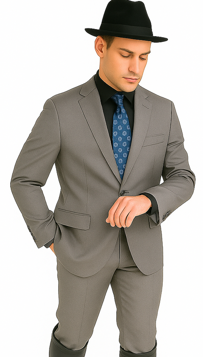 Designer Men's 2 buttons fully lined slim fit Gray suit