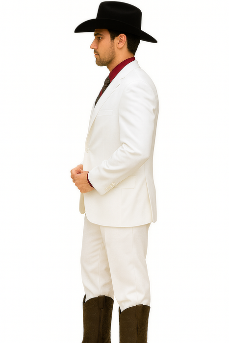 Designer Suit - Mens Suit Modern Fit 2 Buttons Notch Side Vented in White