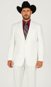 Designer Suit - Mens Suit Modern Fit 2 Buttons Notch Side Vented in White