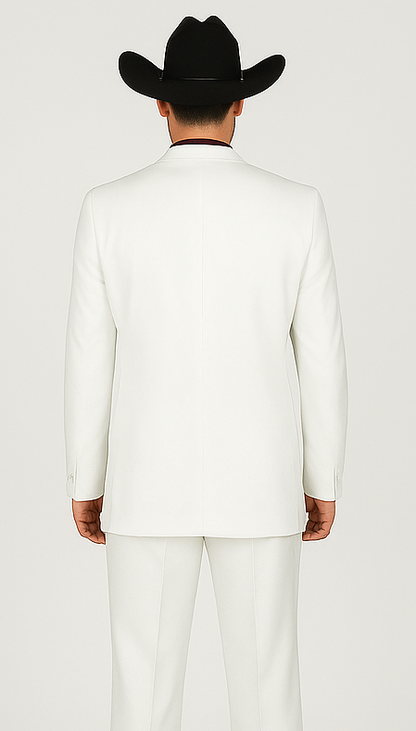 Designer Suit - Mens Suit Modern Fit 2 Buttons Notch Side Vented in White - Image 2