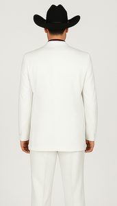 Designer Suit - Mens Suit Modern Fit 2 Buttons Notch Side Vented in White