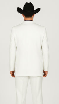 Designer Suit - Mens Suit Modern Fit 2 Buttons Notch Side Vented in White - Image 2