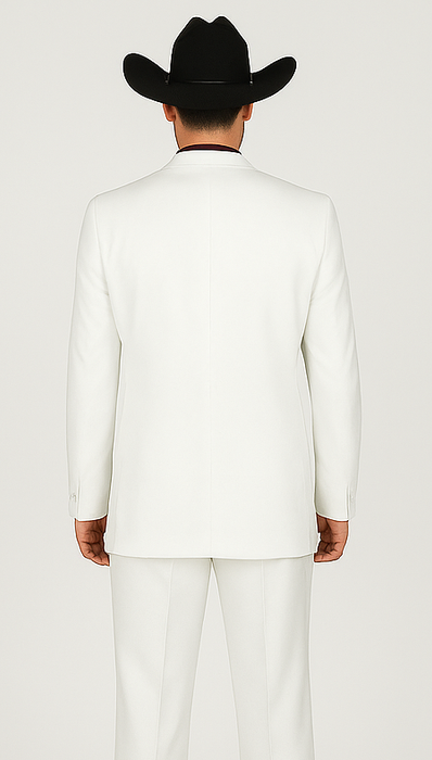 Designer Suit - Mens Suit Modern Fit 2 Buttons Notch Side Vented in White