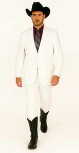 Designer Suit - Mens Suit Modern Fit 2 Buttons Notch Side Vented in White