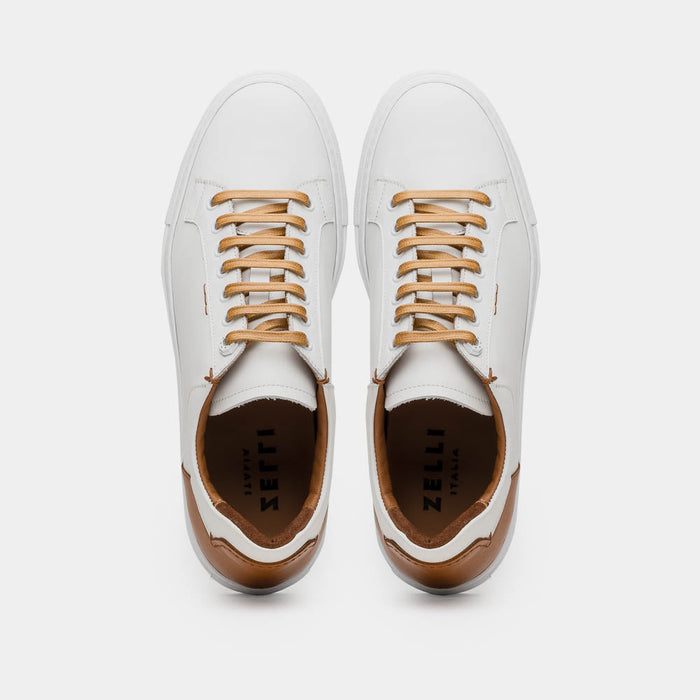 Zelli Diaz Minimalist Rubberized Calfskin Sneaker in Matte White