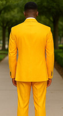 Double Breasted Blazer with Gold Buttons - Yellow Sport Coat