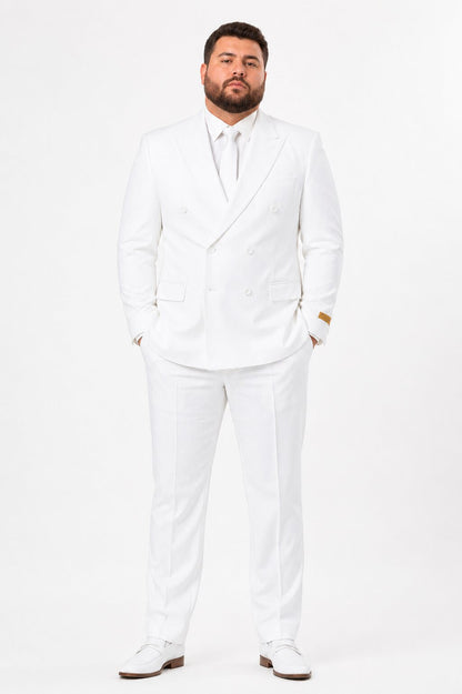 Men's Double Breasted Summer Seersucker Suit in White Pinstripe by Alberto Nardoni