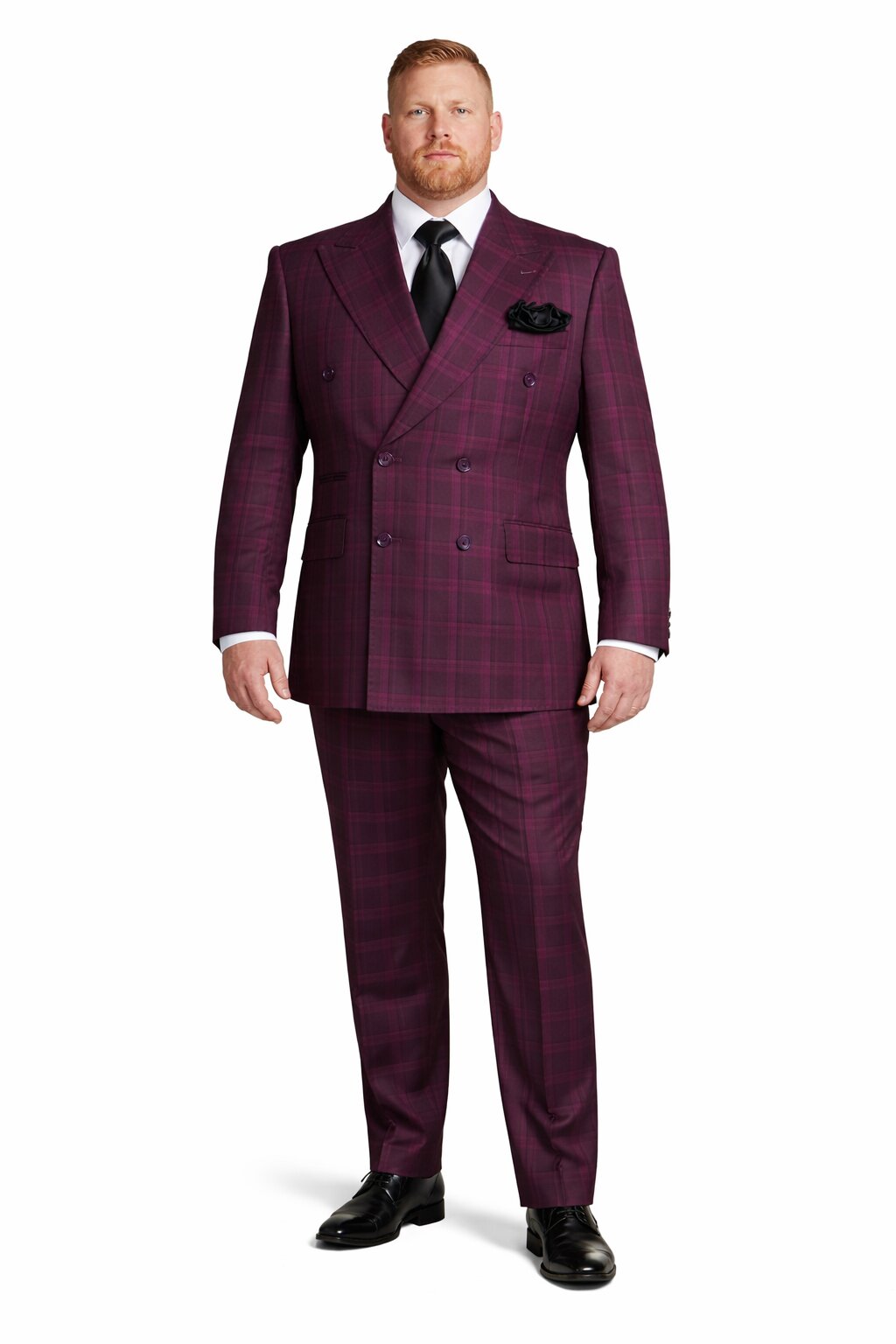 Slim Fit Double Breasted Raspberry Windowpane Formal Suit Rossi Man Milano RM1799