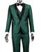 Mens 1 Button Shawl Lapel Vested Wedding | Prom Tuxedo in Emerald Green Sharkskin