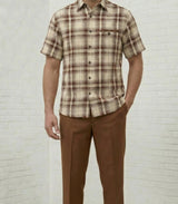 Dreams Cognac/Cream Plaid 2 Piece Resort Set Reza 285-02