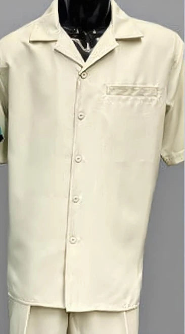 Dreams Men's Cream Patterned Short Sleeve Coord Set Skipper 265-05