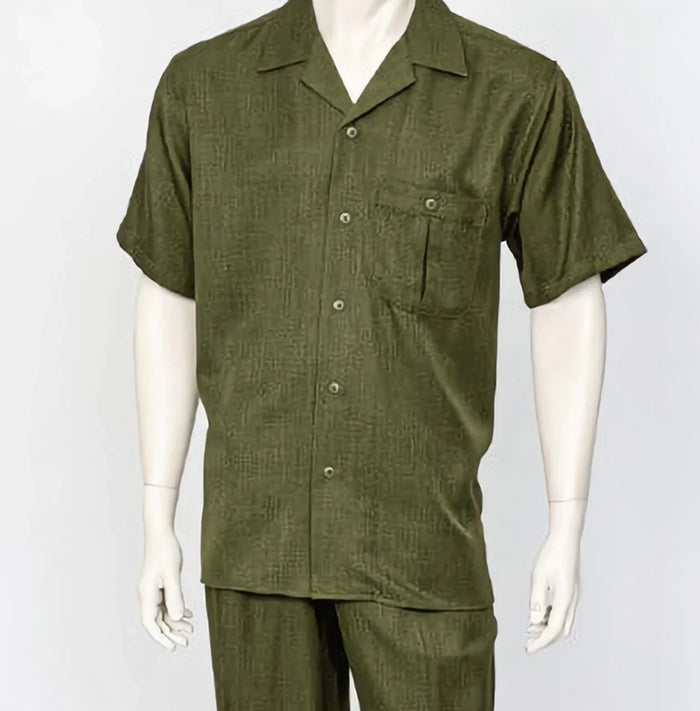 Dreams Mens Olive Short Sleeve Walking Suit Daytona 256-04