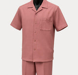Dreams Mens Rose Pink Textured Pattern Short Sleeved Coord Set Fino 277-09