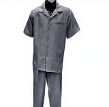 Dreams Mens Steel Gray Patterned Short Sleeve Walking Suit Skipper 265-35