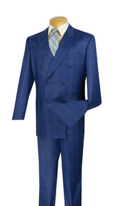 Vinci Men's 2-Piece Double Breasted Glen Plaid Suit