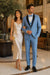 Dusty Blue Suit Color Tuxedo Shawl Collar Vested 3PC Mens Suit Slim Fit Jacket + Pants + Vest