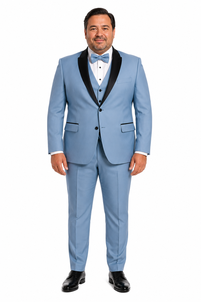 Dusty Blue Suit Color Tuxedo Shawl Collar Vested 3PC Mens Suit Slim Fit Jacket + Pants + Vest