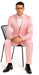 Men's Dusty Rose Satin Shiny Metallic Flashy with Sheen 3 Piece Skinny Fit Tazzio Suit with Peak Lapel Jacket