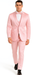 Men's Dusty Rose Satin Double Breasted 3 Piece Skinny Fit Tazzio Suit with Peak Lapel Jacket